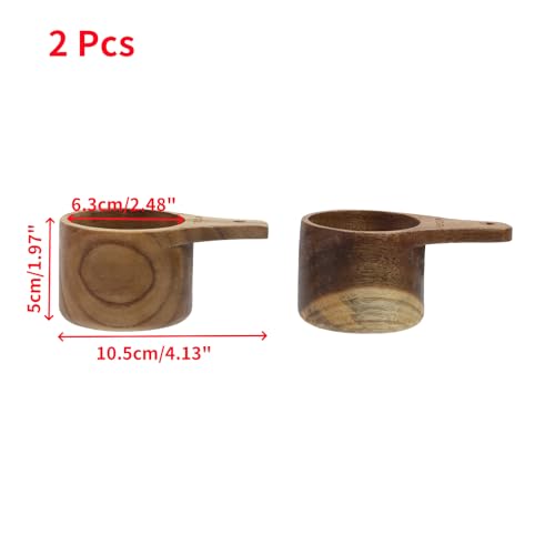Cucharas medidoras de madera 2 piezas 1/3 taza miniatura 2