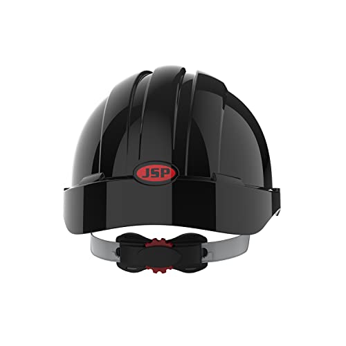 JSP EVO3 Safety Helmet Hard Hat, Vented, Black, Wheel Ratchet Adjustment, Comfortable Adjustable Fabric Harness, Lightweight - Image 3