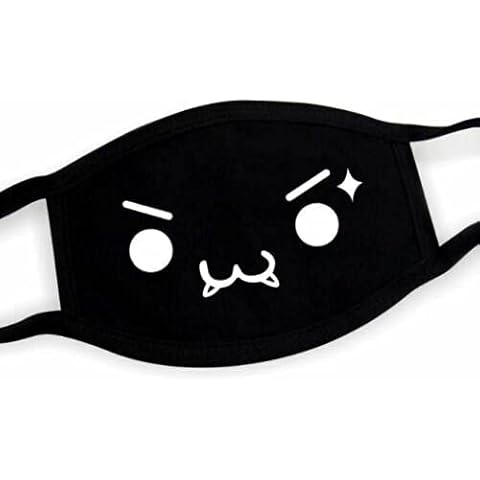 Cute Anime Face Mask - Kawaii Cosplay Facemask - Funny Japanese Fashion Masks For Girls and Boys - Cool Goth And Emo Style - Reusable Cotton Mask - Washable Cloth Fabric - Comfortable Face Covering Cover
