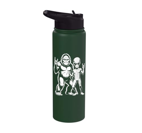 Sasquatch And Alien Rock Hand Paranormal UFO Stainless Steel Insulated Water Bottle