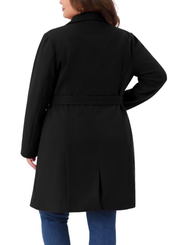 Image of Agnes Orinda Women Plus Size Lapel Double Breasted Belted Winter Coats
