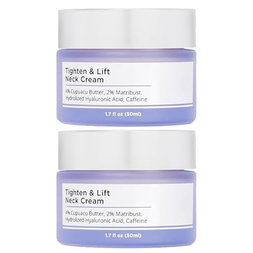 MOOMARTO Tighten & Lift Neck Cream with 4% Cupuacu Butter 2% Matribust Hydrolized Hyaluronic Acid Caffeine 1.7 fl oz 2 Pack