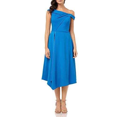Carmen Marc Valvo Womens Asymmetric One Shoulder Cocktail Dress Blue 6