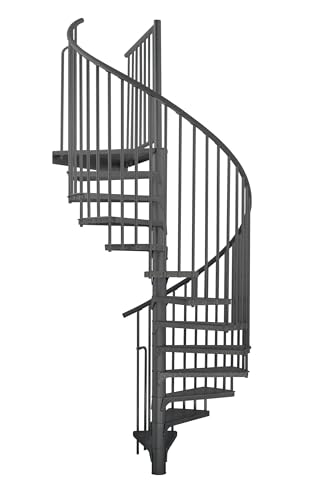 Austrian Outdoor Spiral Staircase Steel Galvanized+Black/White/Anthracite Painted Tube/Cable Railing Option 47.24" Diameter 13-Step kit to 120.28" High Please Get a Shipping Quote from us Before Order