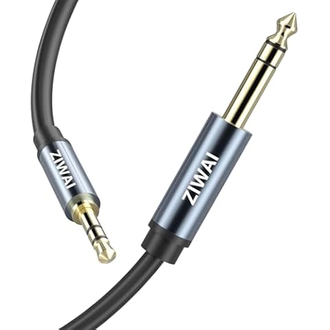 ZIWAI 3.5mm to 6.35mm Stereo Audio Cable, 6.35mm 1/4" Male to 3.5mm 1/8" Male TRS Bidirectional Stereo Audio Cable Jack for Guitar,Laptop, Home Theater Devices, Speaker and Amplifiers (10Feet) Cover