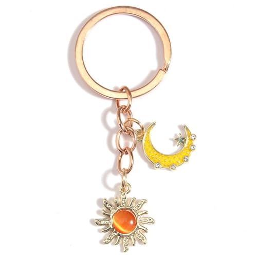 Porte-clés de voiture soleil lune et pendentif suspendu pour sac à dos