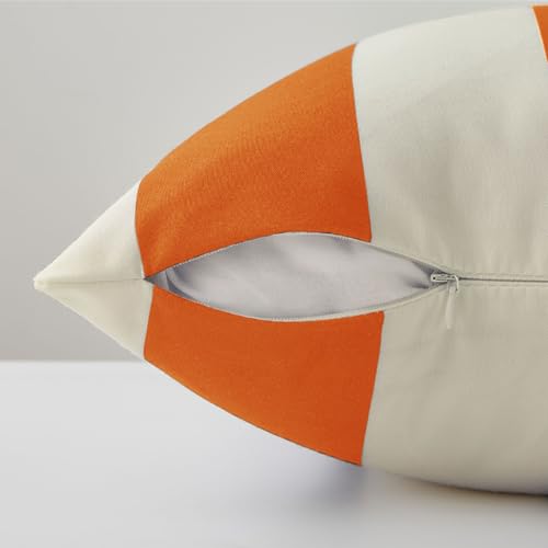 Image of Allorry Outdoor Pillow Covers 16x16 Set of 2 Orange Striped Decoration Throw Pillow Covers for Spring Summer Outdoor Waterproof Garden Patio Furniture Sofa Bed Home Decor JB007-I16