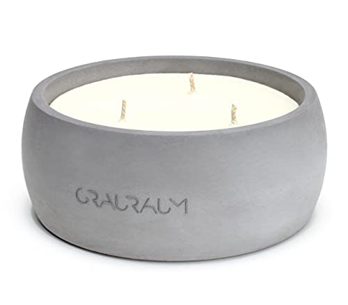 GRAURAUM Indoor Tischkerze Tischfeuer mit Dreifach-Docht Rund:15cmx15cmx6cm große Stumpenkerzen Alternative - Betonkerze mit langer Brenndauer - Von Hand gemacht in Deutschland