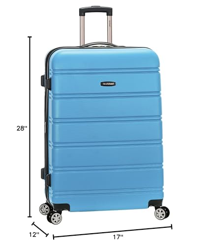 Image of Rockland Melbourne Hardside Expandable Spinner Wheel Luggage, Checked Large 28 inch, Turquoise