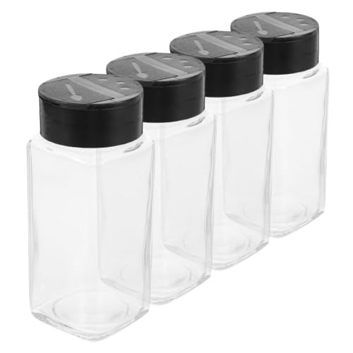 SOLUSTRE 4Pcs Glass Seasoning Jars with Lid Clear for Kitchen Spice Containers and Elegant Kitchen Supplies for Organizing
