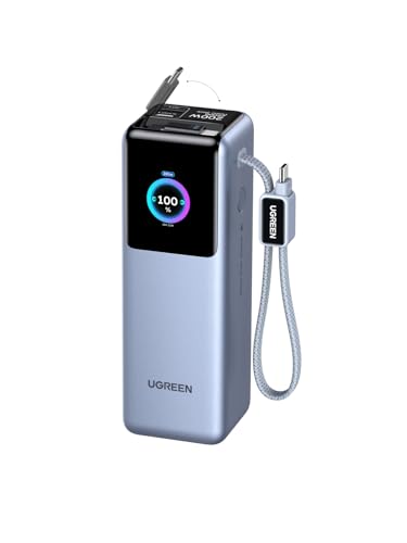 Ugreen Nexode Laptop Power Bank 25000Mah 200W Fast Charging Portable Charger Built-In Retractable Cable & Smart Display 4-Way Output Battery Pack Compatible With Dell, Hp, Ipad, Iphone 17/16