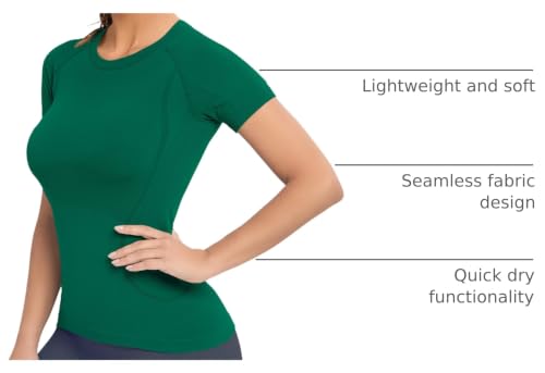 Image of MathCat Seamless Workout Tops for Women, Short Sleeve Compression Athletic Shirts Soft Yoga Gym Tops XS-XL