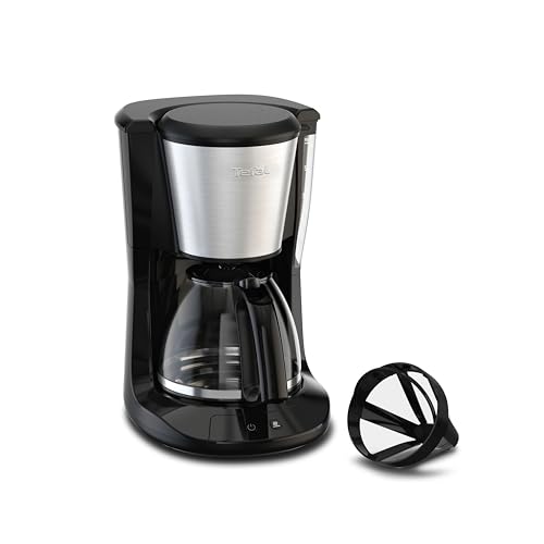 Tefal Subito Filterkaffeemaschine, optionale Warmhaltefunktion, permanenter Filter, 1,25 l, Tropfstopp-System, schwenkbarer Filterhalter, automatische Abschaltfunktion, Schwarz/Edelstahl, CM5S1DE0