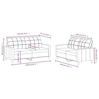 2-TLG. Sofagarnitur mit Kissen Weinrot Stoff,Stylische Weinrote Couchgarnitur | Bequeme Komfortzone für Wohnzimmer und Entspannung Wohnzimmer, Sofas – Bild 3
