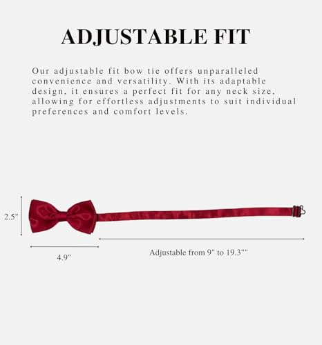 Image of MDSTYLE Bow Ties for Men Pre-Tied Adjustable - Classic Men's Bow Tie - Tuxedo Wedding Formal Bowtie Solid Color Bowties (Burgundy Bow Tie and Pocket Square)