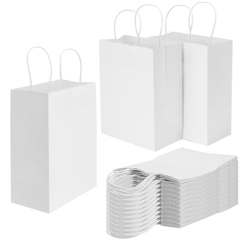 Sacs de transport en papier blanc pour commerce de détail et emballage cadeau de taille moyenne