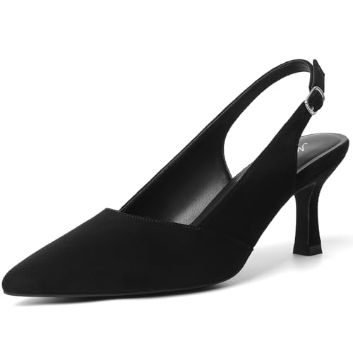Mostrin Gold Kitten Heels for Women Slingback Pointed Closed Toe Heels Women's Pumps Dress Pumps Shoes for Wedding, Party, Commuting by Mostrin