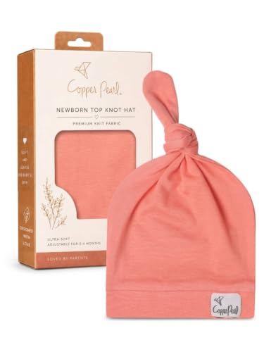 Copper Pearl Baby Beanie Hat Top Knot Stretchy Soft Stella