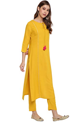 Image of Janasya Women's Turquoise Blue Rayon Kurta With Pant And Dupatta