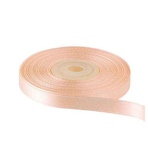Image of Solid Color Double Faced Peach Satin Ribbon 3 /8 inch X 25 Yards, Ribbons Perfect for Crafts, Wedding Decor, Bow Making, Sewing, Gift Package Wrapping and More
