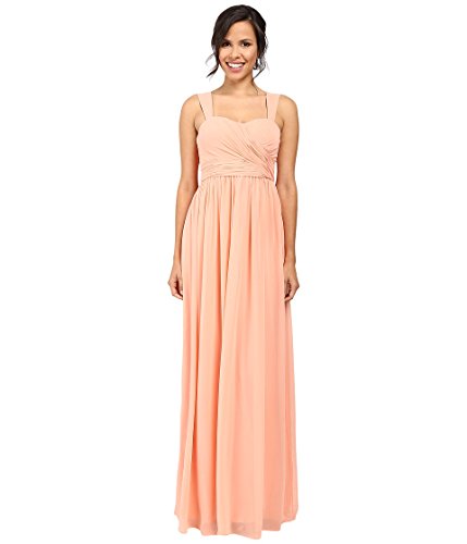 Donna Morgan Women's Bailey Long Chiffon Gown, Peach Fuzz, 12