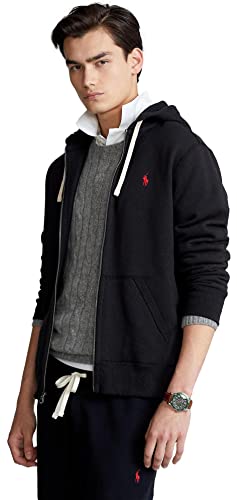 POLO RALPH LAUREN Classic Full-Zip Fleece Hooded Sweatshirt - L - BlackRedPony2