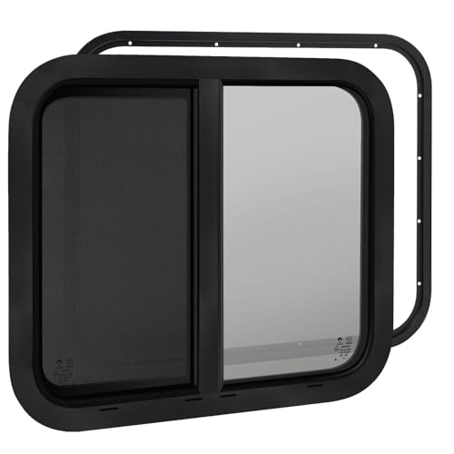 Image of RV Window,Camper Replacement Horizontal Sliding RV Window for Cargo Trailer Utility Travel Trailer Cargo Van Truck SUV 24 inch W x 15 inch H,Fit 15 /16 inch or 1-3 /8 inch Thick Wall,Allow Error 1 /16 inch,DOT Approved