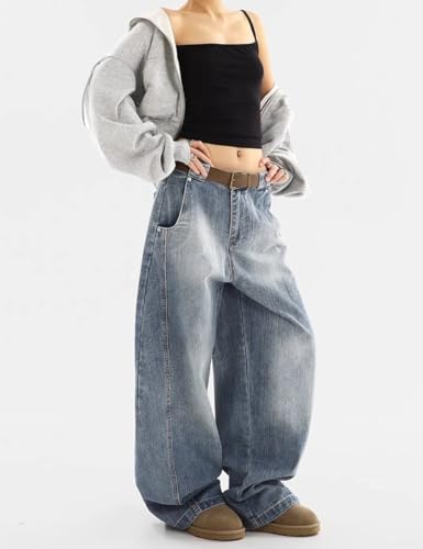 Barrel Baggy Jeans for Women Men Wide Leg Low Rise Jeans Loose Oversized Boyfriend Pants Aesthetic Clothes3