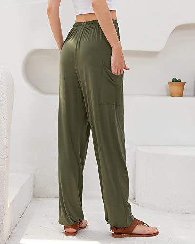 Qianxizhan Women's Harem Pants, Hippie Palazzo Pants Boho Joggers Yoga Clothes With Pockets Army Green 2Xl #TOP1