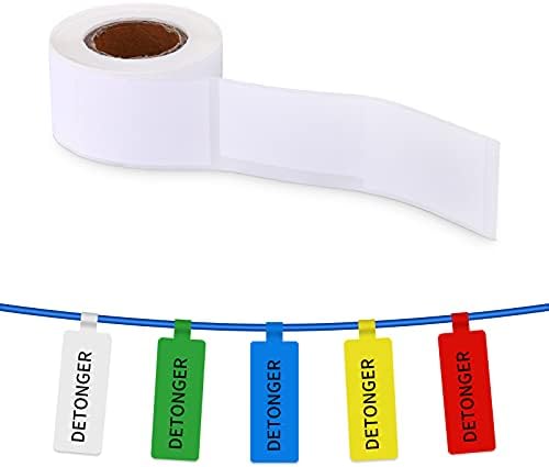 Cable Label Maker Tape 0.98" x 1.49"+1.57"（25x38+40mm）Thermal Printer Label Sticker with Self-Adhesive for DETONGER DP23/DP23S/DP23P/DP30S, 1 Roll of 100 Sheets.（White）