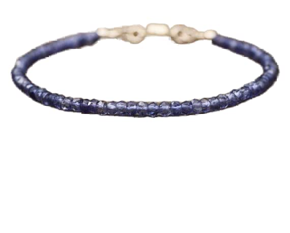 Bracelet perles iolite naturelle saphir d'eau 3mm bijoux pierres fines