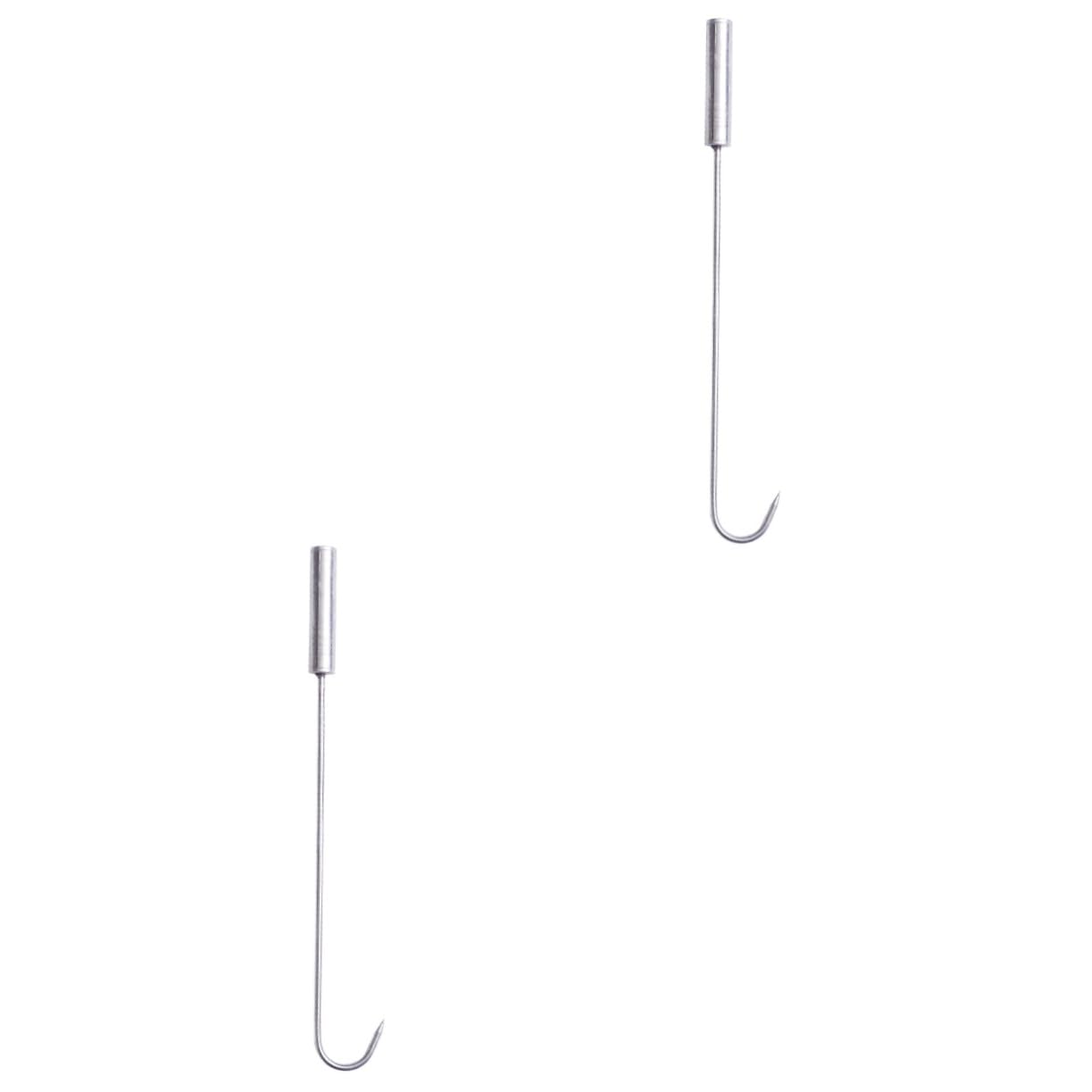 BESPORTBLE 2pcs Bacon Hangers Stainless Steel Meat Hooks Barbecue Steak Hook for Outdoor BBQ Camping Hiking