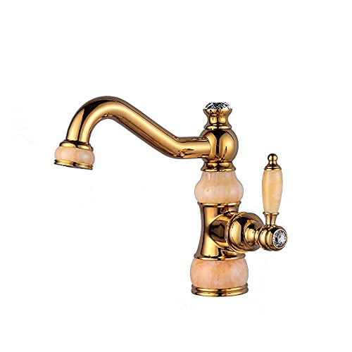 Robinet doré rétro pour lavabo et bain afin de créer une salle de bain vintage chic