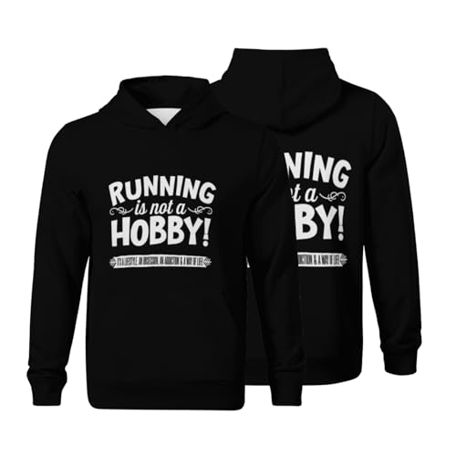 Kids Funny Retro Running Is Not A Hobby Gym Fitness Boys Girls Lightweight Kangaroo Pocket Fleece Hoodies