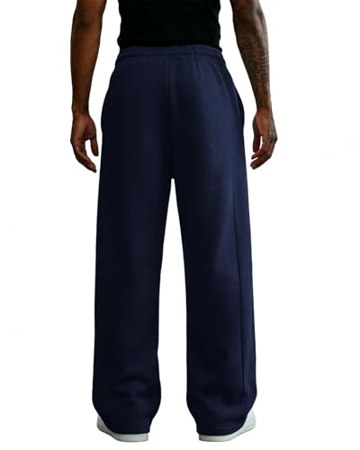 Image of Men's Baggy Sweatpants Cotton Fleece Wide Leg Lounge Sweat Pants Drawstring Waist Jogging Pants with Pockets