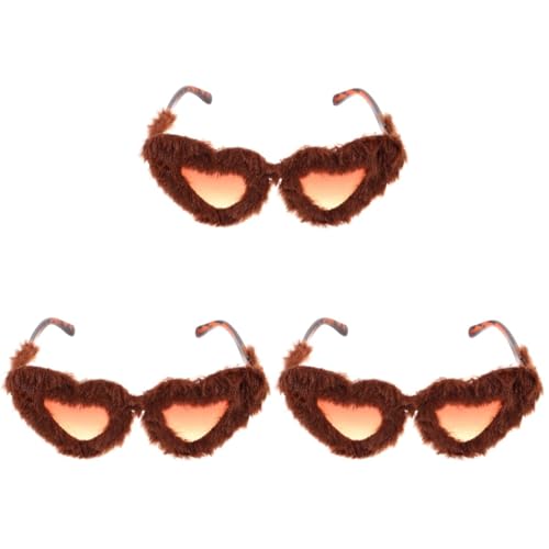 DEARMAMY 3 Piezas gafas de sol de peluche voltear gafas de sol geniales lentes gafas mujer sol gafas de sol para mujer gafas de sol de corazón para mujer gafas de sol borrosas Felpa Brown