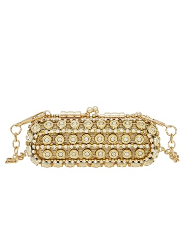 Women's Rhinestone Embellished Crossbody Bags Mini Glossy Finish Clutch Purse Evening Handbags With Chain