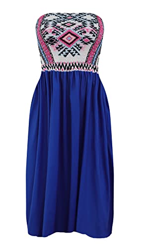 Image of Zyyfly Tube Top Dress Women Summer Beach Coverup Stretch Smocked Strapless Dress