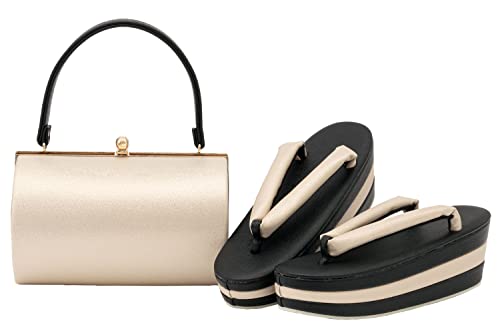 草履バッグセット 沙織 礼装用 ゴールド系の草履&七宝と流水柄の