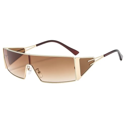 Small Rectangle Punk Sunglasses Women Metal Frame One-Piece Windproof Sun Glasses For Ladies Outdoor Eyewear F273