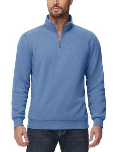 TACVASEN Mens Quarter Zip Pullover Sherpa Lined Sweatshirt Men Fleece Sweater Cotton Winter Warm Heavyweight Long Sleeve3