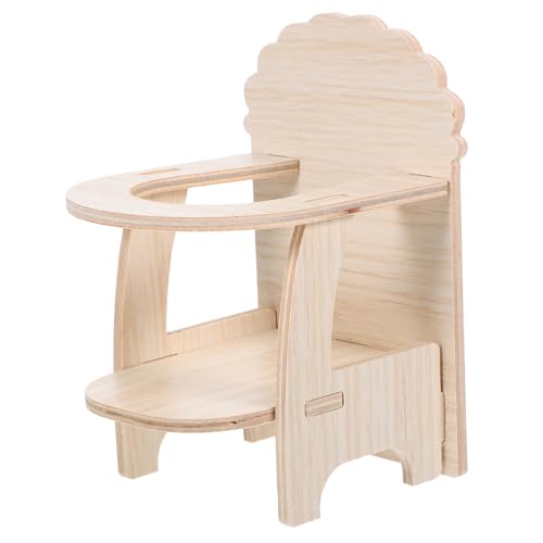 ibasenice Silla para Hámster De Madera Natural con Bandeja, Juguete para Mascotas Pequeñas, Tamaño Compacto, Accesorio para Alimentación y Descanso, Adecuado para Hámsters y Conejillos De Indias