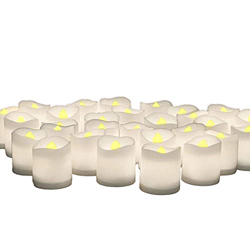 Banberry Designs Led White Votive Candles - Set Of 48 Battery Operated Candles With Realistic, Flickering Flame - Bulk Set Of Candles For Weddings #TOP10