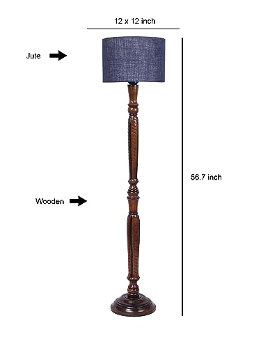 Image of Devansh Blue Jute Wooden Floor Lamp -11
