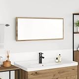 Ambiance exquise : le chêne massif et le verre de sécurité transparent créent de la chaleur, tandis que l'éclairage LED bleu accentue élégamment le design des meubles de salle de bain et illumine les rituels de soins quotidiens