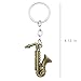Elechobby Mini Saxophone Keychain 3 Color Metal Key Ring Musical Instrument Gift for Music Lovers (Brass01)