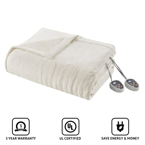 Beautyrest Plush Electric Blanket For Cold Weather, Fast Heating, Auto Shut Off, Virtually Zero Emf, Multi Heat Setting, Ul Certified, Machine Washable, Ivory King (90 Inx100 In) #TOP2