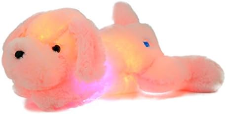 AMFO Hot Light Nights LED Stuffed Animals Night Light Dog Plush Toy Lovely Glow Dog Gift 20Inch (Pink)