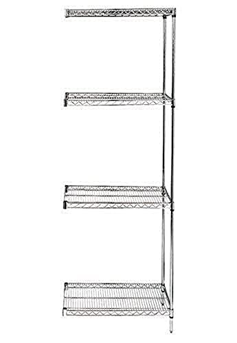 Quantum AD63-3048S Wire Shelving Add-On Kit, 48'W x 30'D x 63'H, 600 lbs Capacity, Stainless, Stainless, NSF