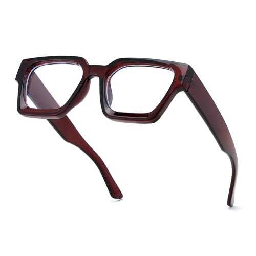 Image of FEISEDY Retro Blue Light Blocking Glasses for Women Men 90s Classic Rectangle Frame Thick Chic Computer Eyeglasses B2383R